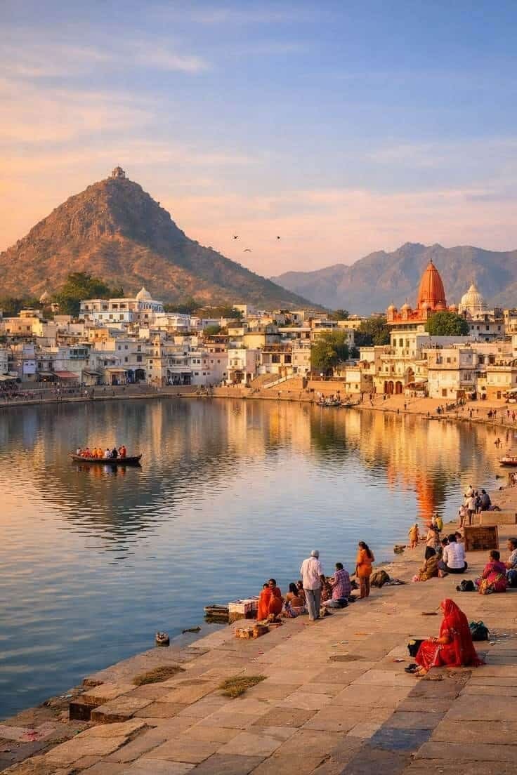 Luxury heritage palace hotel in Rajasthan at golden hour