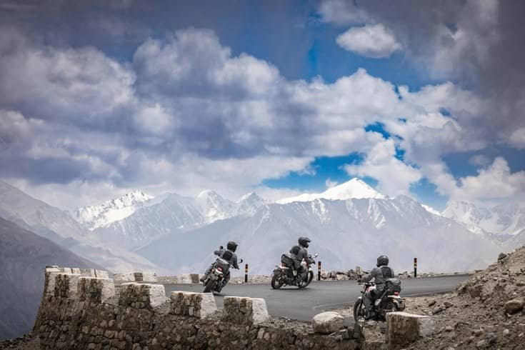 Motorcycle rider on the Classic Himalayan Route, India
